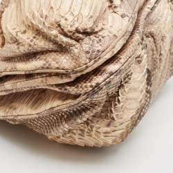 Zagliani Beige/Brown Shimmer Python Puffy Hobo