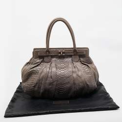 Zagliani Dark Beige Python Puffy Hobo