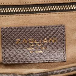 Zagliani Dark Beige Python Puffy Hobo