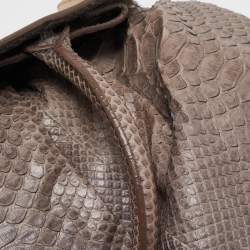 Zagliani Dark Beige Python Puffy Hobo