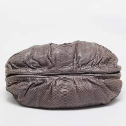 Zagliani Dark Beige Python Puffy Hobo
