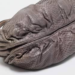 Zagliani Dark Beige Python Puffy Hobo