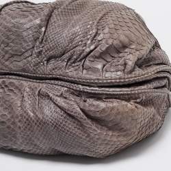 Zagliani Dark Beige Python Puffy Hobo