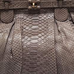 Zagliani Dark Beige Python Puffy Hobo