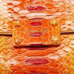 Zagliani Yellow/Orange Python Leather Flap Clutch