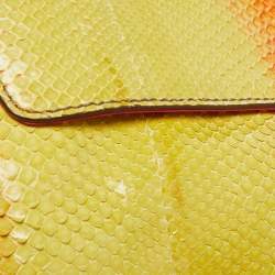 Zagliani Yellow/Orange Python Leather Flap Clutch