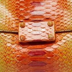 Zagliani Yellow/Orange Python Leather Flap Clutch