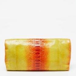 Zagliani Yellow/Orange Python Leather Flap Clutch