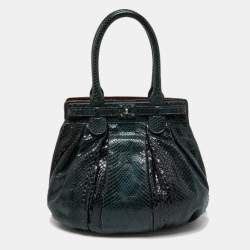 Zagliani Black/Green Python Puffy Hobo