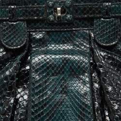 Zagliani Black/Green Python Puffy Hobo