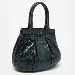 Zagliani Black/Green Python Puffy Hobo