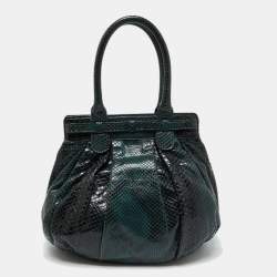 Zagliani Black/Green Python Puffy Hobo