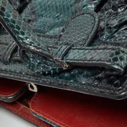 Zagliani Black/Green Python Puffy Hobo