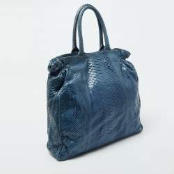 Zagliani Blue Python Shopper Tote