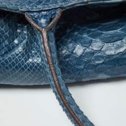 Zagliani Blue Python Shopper Tote