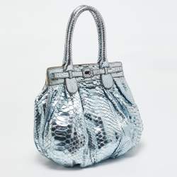 Zagliani Metallic Python Puffy Hobo