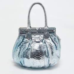 Zagliani Metallic Python Puffy Hobo