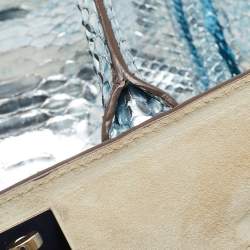 Zagliani Metallic Python Puffy Hobo