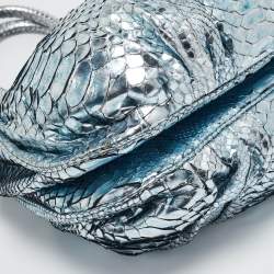 Zagliani Metallic Python Puffy Hobo