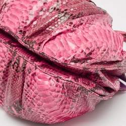 Zagliani Pink/Black Python Puffy Hobo