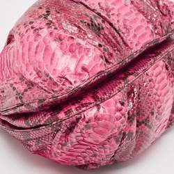 Zagliani Pink/Black Python Puffy Hobo