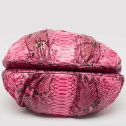 Zagliani Pink/Black Python Puffy Hobo