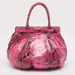 Zagliani Pink/Black Python Puffy Hobo