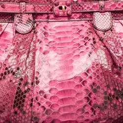 Zagliani Pink/Black Python Puffy Hobo