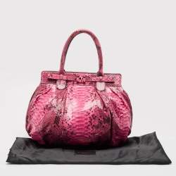 Zagliani Pink/Black Python Puffy Hobo