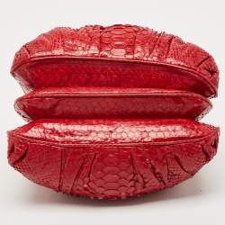 Zagliani Red Python Flap Chain Hobo