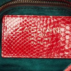 Zagliani Red Python Flap Chain Hobo