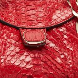 Zagliani Red Python Flap Chain Hobo