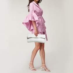 Zagliani White Python Oversized Flap Clutch