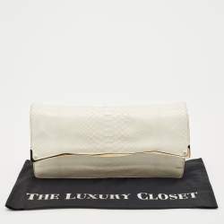 Zagliani White Python Oversized Flap Clutch