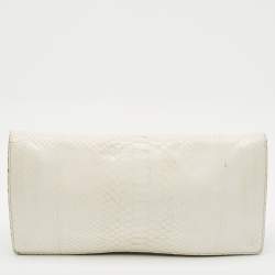 Zagliani White Python Oversized Flap Clutch