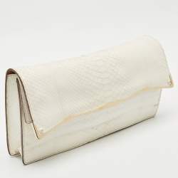 Zagliani White Python Oversized Flap Clutch
