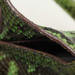 Zagliani Green Python Fringe Details Flap Shoulder Bag