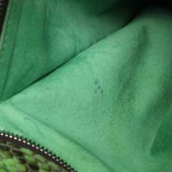 Zagliani Green Python Fringe Details Flap Shoulder Bag