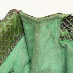 Zagliani Green Python Fringe Details Flap Shoulder Bag