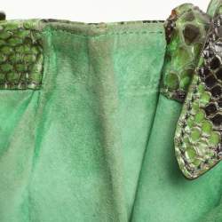 Zagliani Green Python Fringe Details Flap Shoulder Bag