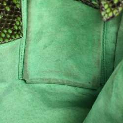 Zagliani Green Python Fringe Details Flap Shoulder Bag