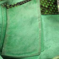 Zagliani Green Python Fringe Details Flap Shoulder Bag