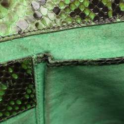 Zagliani Green Python Fringe Details Flap Shoulder Bag