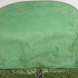 Zagliani Green Python Fringe Details Flap Shoulder Bag