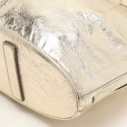 Pre Owned Zagliani Gold Crinkled Leather Side Zip Detail Tote