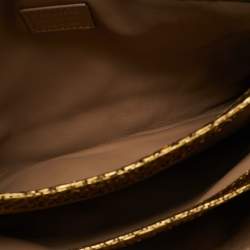 Zagliani Beige/Black Python Turnlock Flap Chain Shoulder Bag