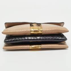 Zagliani Beige/Black Python Turnlock Flap Chain Shoulder Bag