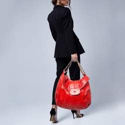 Zagliani Red Python JJ Flap Hobo