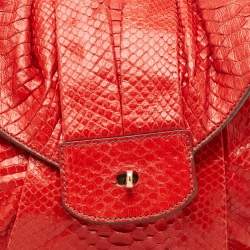 Zagliani Red Python JJ Flap Hobo