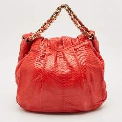 Zagliani Red Python JJ Flap Hobo